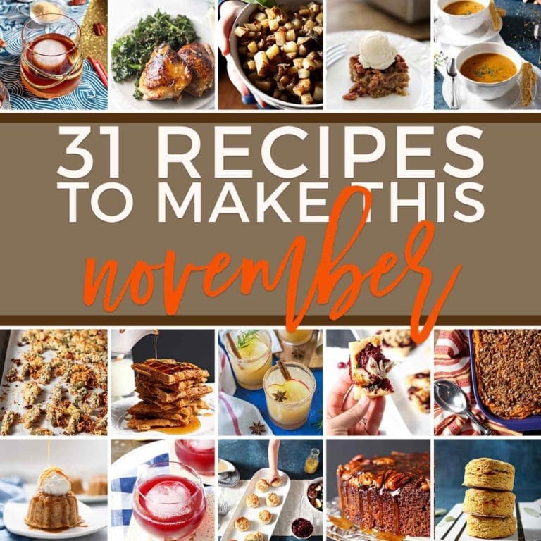 Square collage for Monthly Meal Plan: 30 Recipes to Make in November 2018