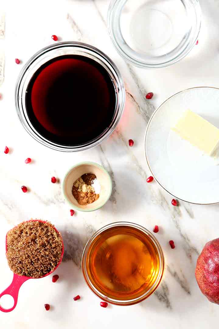 Ingredients for Pomegranate Hot Buttered Rum