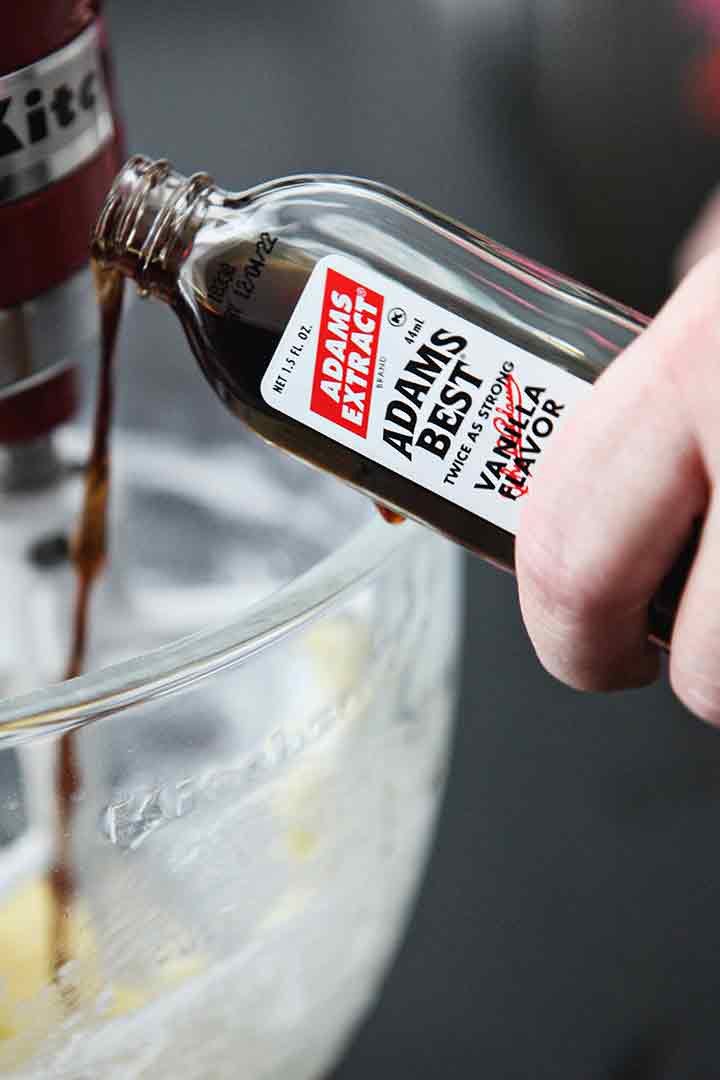 Adams Best Vanilla Flavor is poured into cookie dough