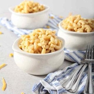 Bowls of Instant Pot Macaroni and Cheese are served