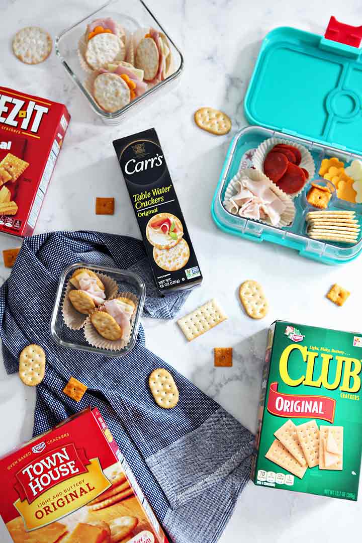 Summer snack kits are shown from above with cracker boxes