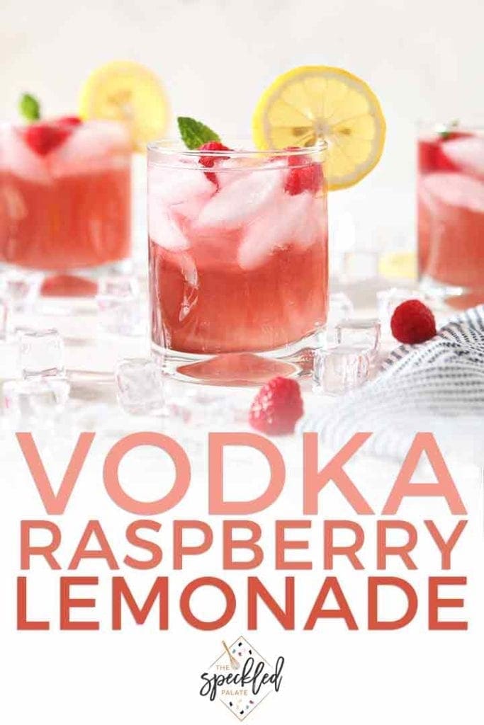 Pinterest image for Vodka Raspberry Lemonade, including a close up of the cocktail and text