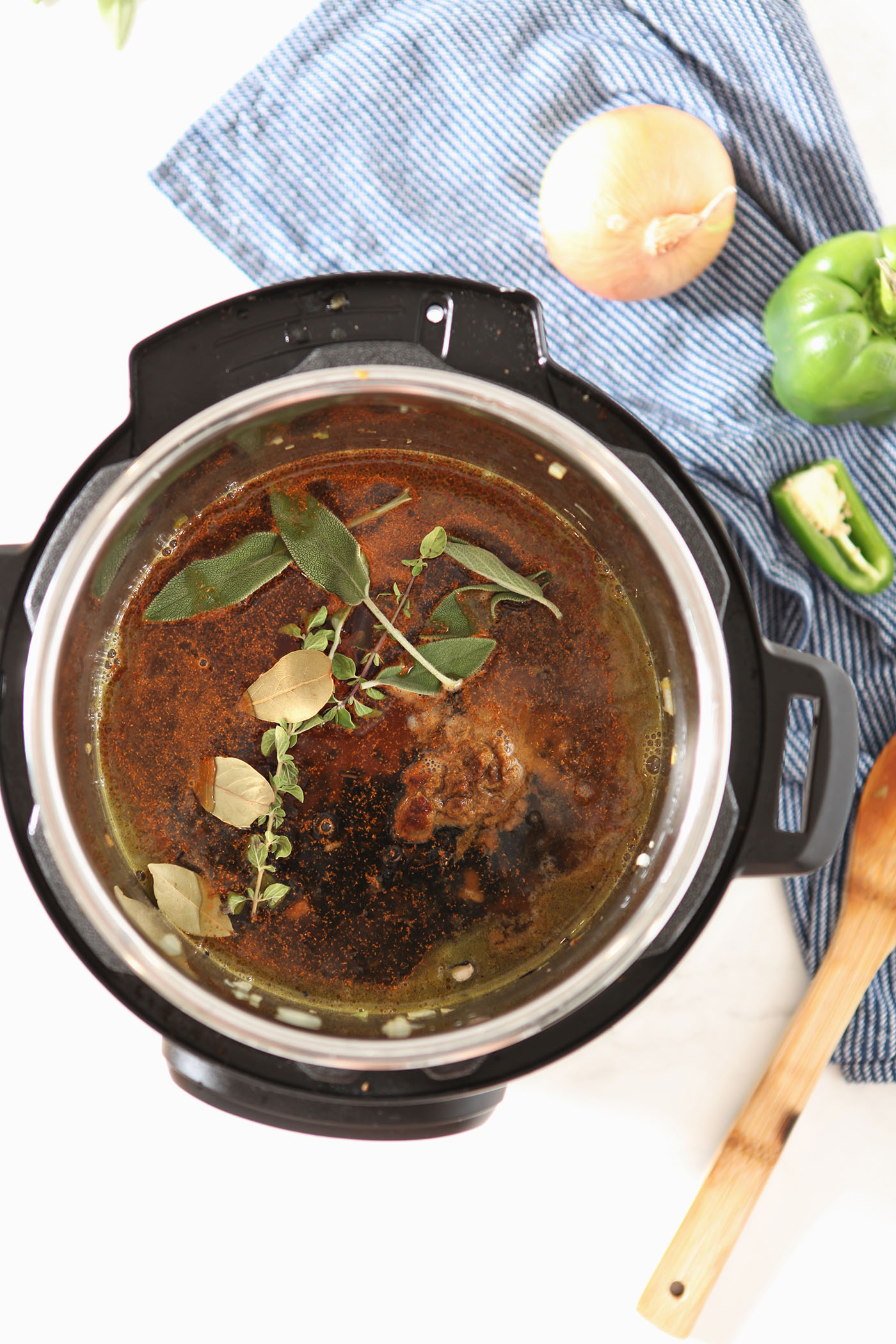Black bean dip ingredients in an Instant Pot before cooking
