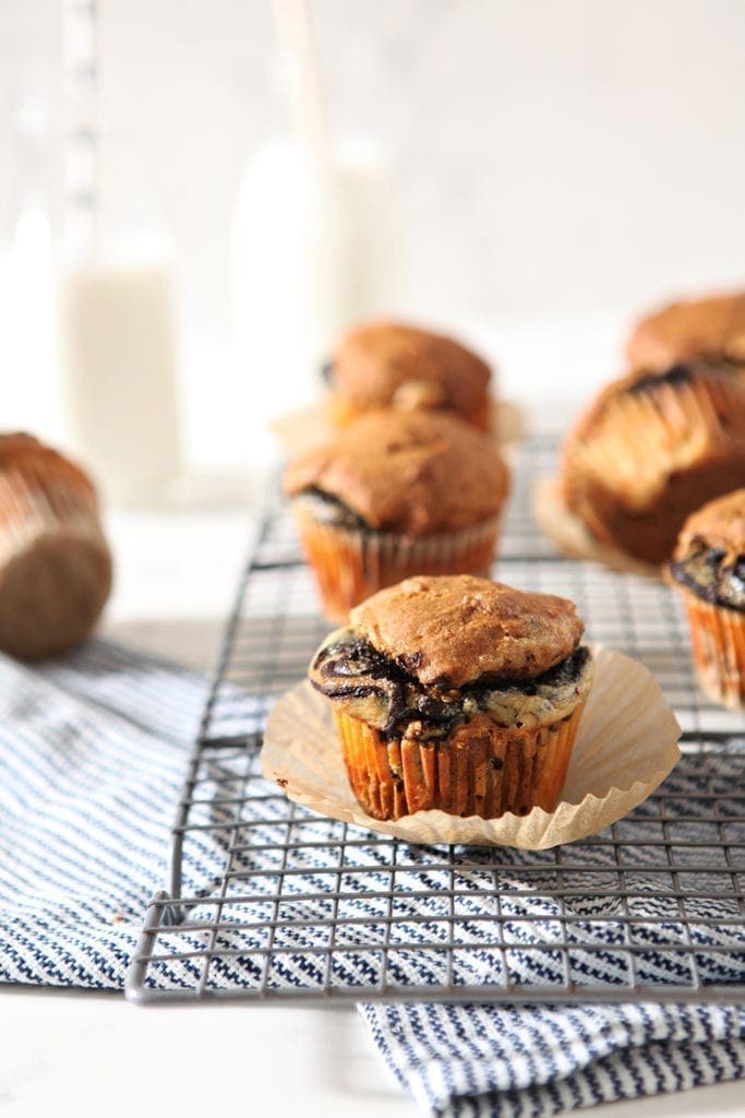 Pumpkin Cream Cheese Muffins with a Nutella Swirl