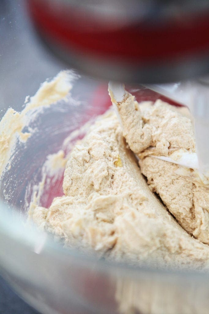 Butter and sugar cream together in the bowl of a stand mixer