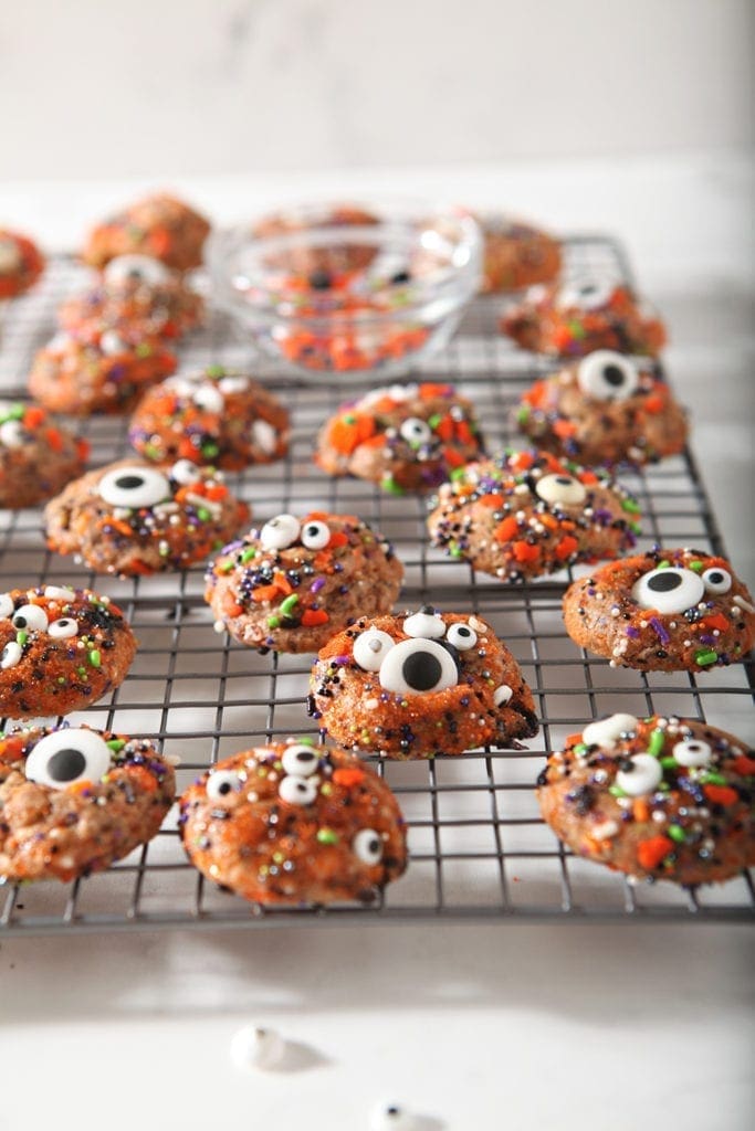 Halloween Funfetti Cookies, on a cooling rack