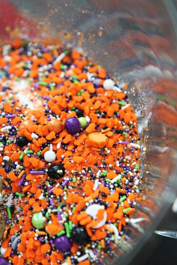 Close up of sprinkles before mixing into batter