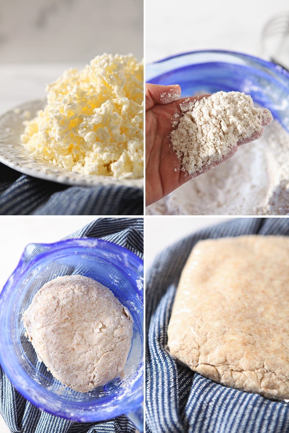 Collage of how to make the pastry dough, showing the steps