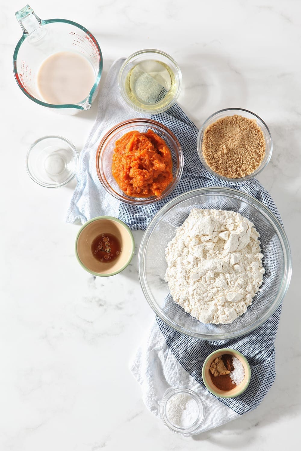 Ingredients are shown in bowls, before mixing