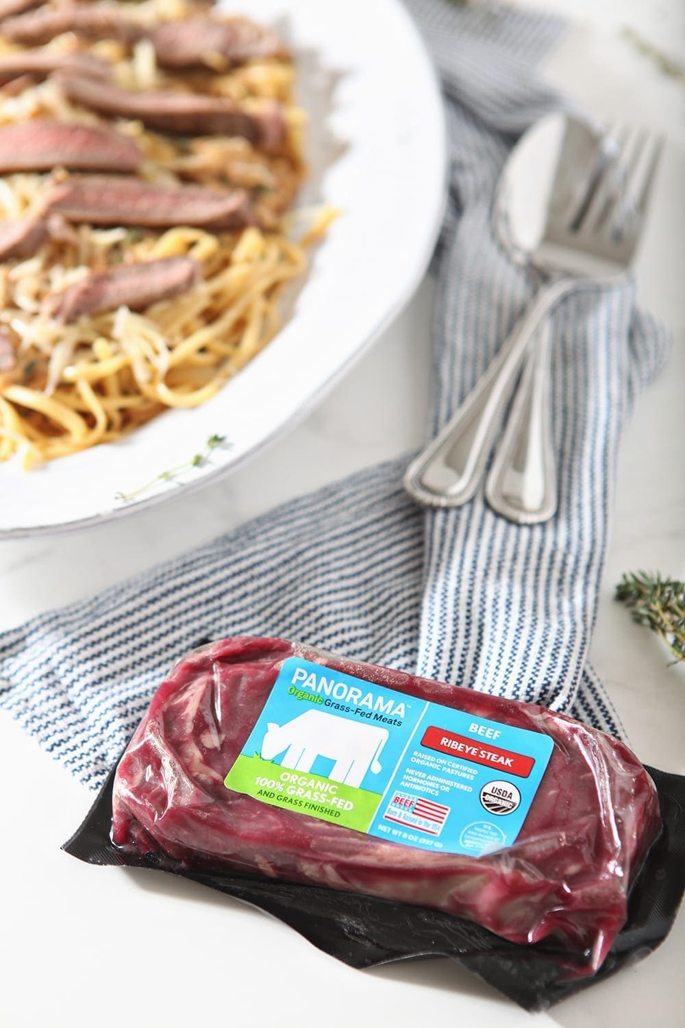 Close up of a Panorama ribeye in its package