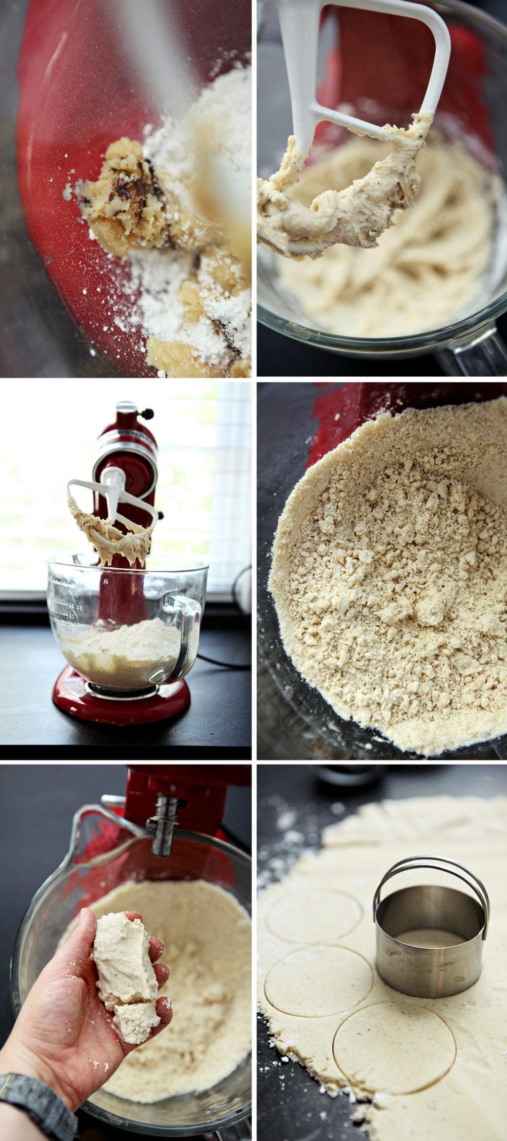 Collage of how to make the dough for Shortbread Brown Butter Cookies