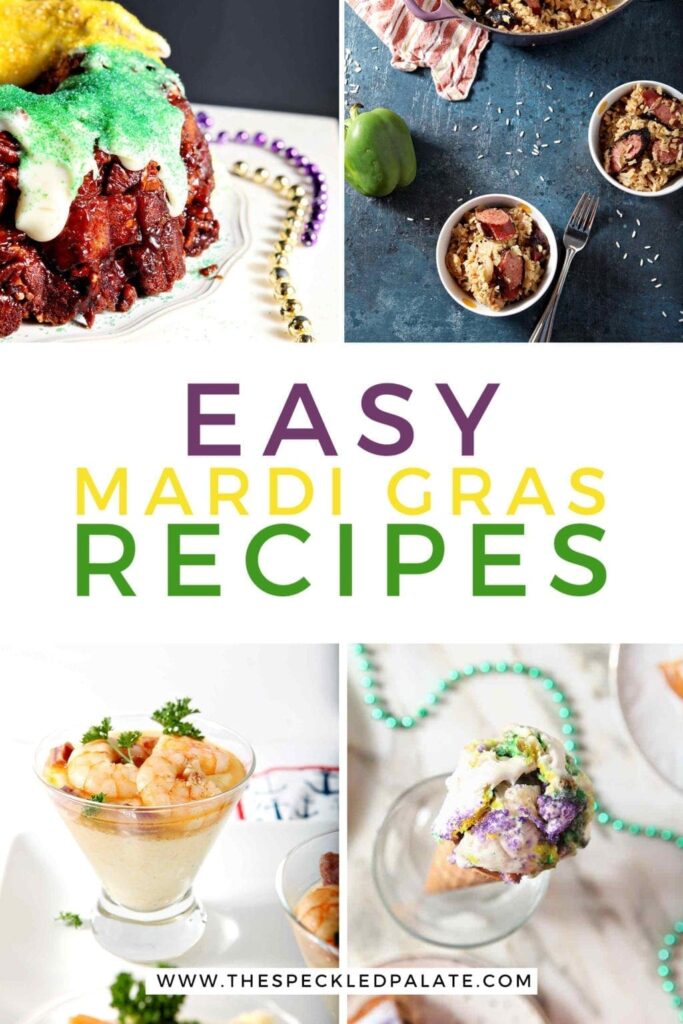 Collage of four Mardi Gras recipe images with Pinterest text