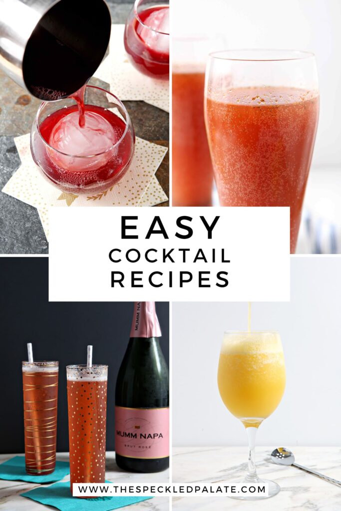 Collage showing 4 simple cocktails to make at home with Pinterest text