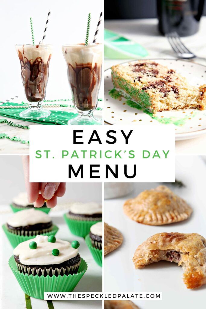 Collage of four images showing Easy St. Patrick's Day menu items