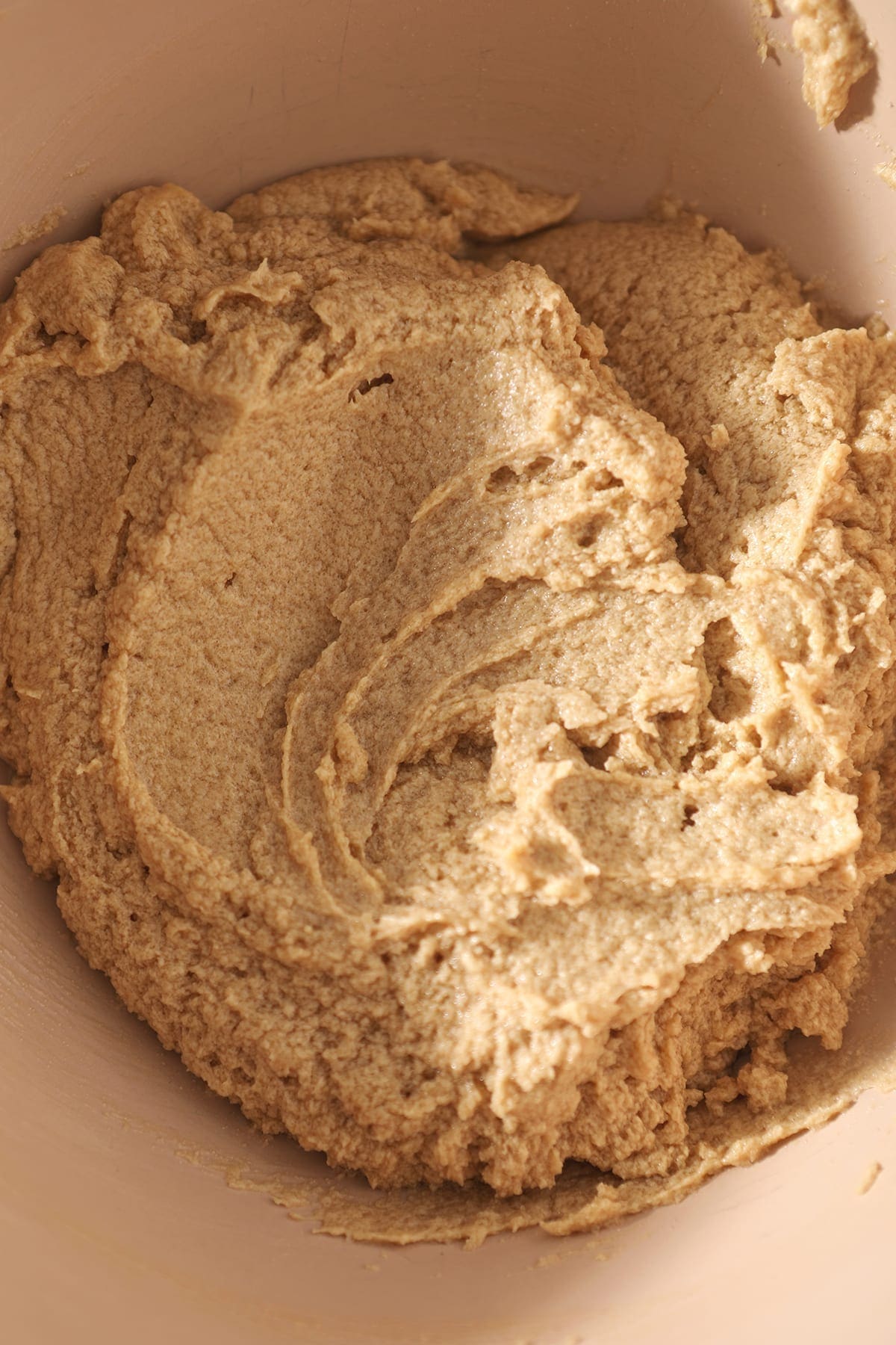 Close up of cookie dough in a bowl