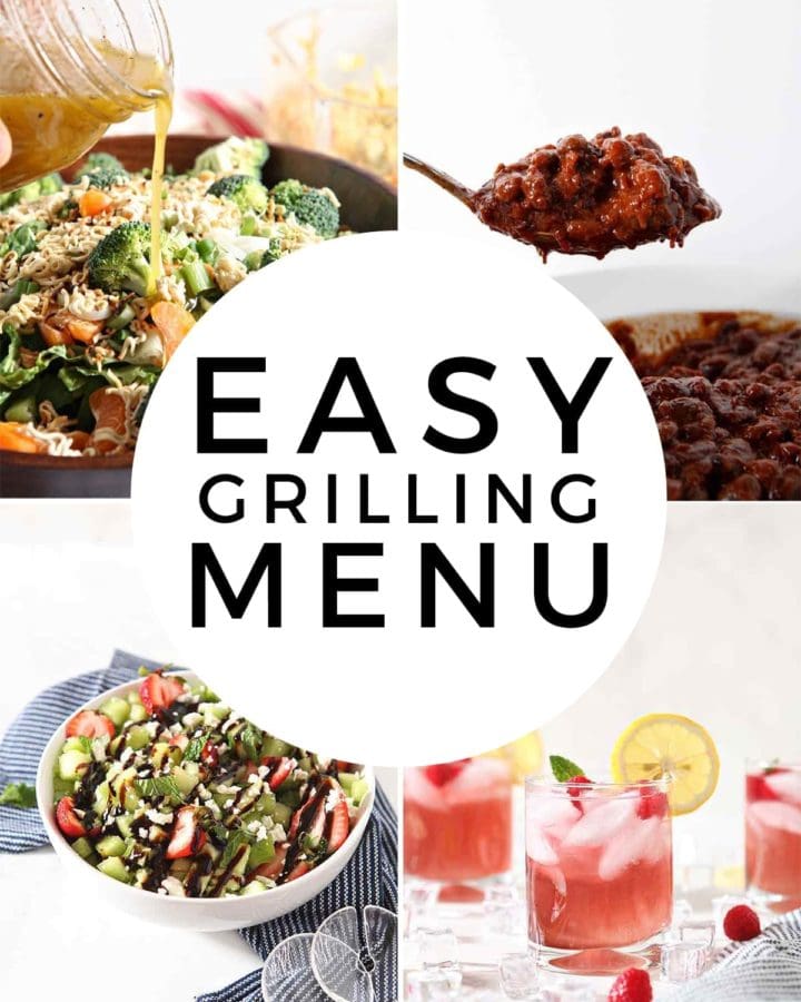 A collage of four images sharing Easy Grilling Menu items