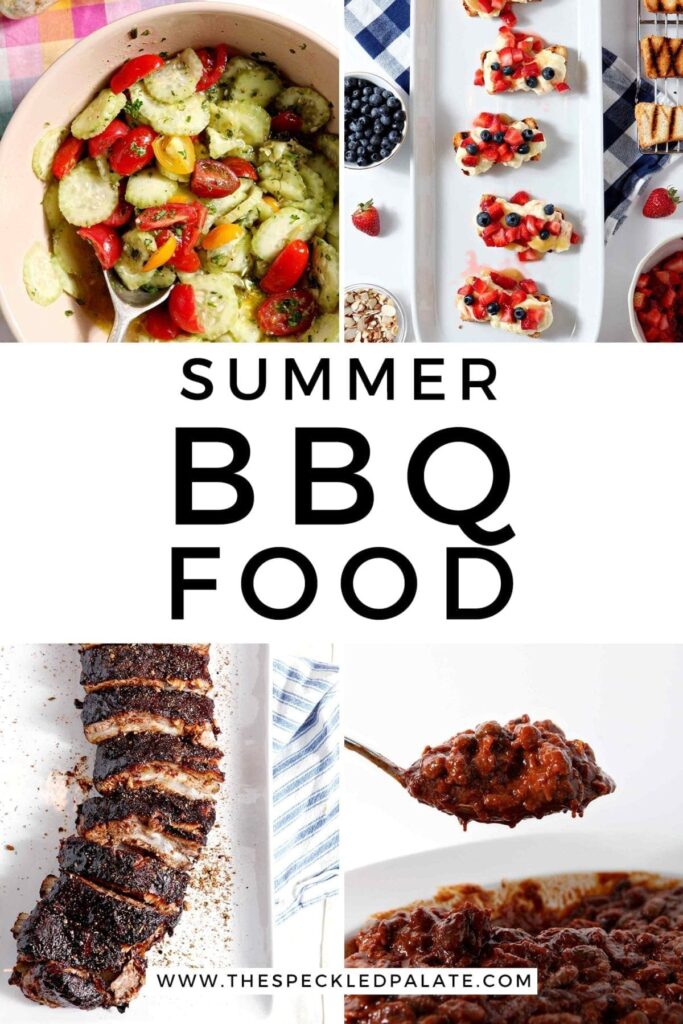 Collage of four images with text "summer bbq food"