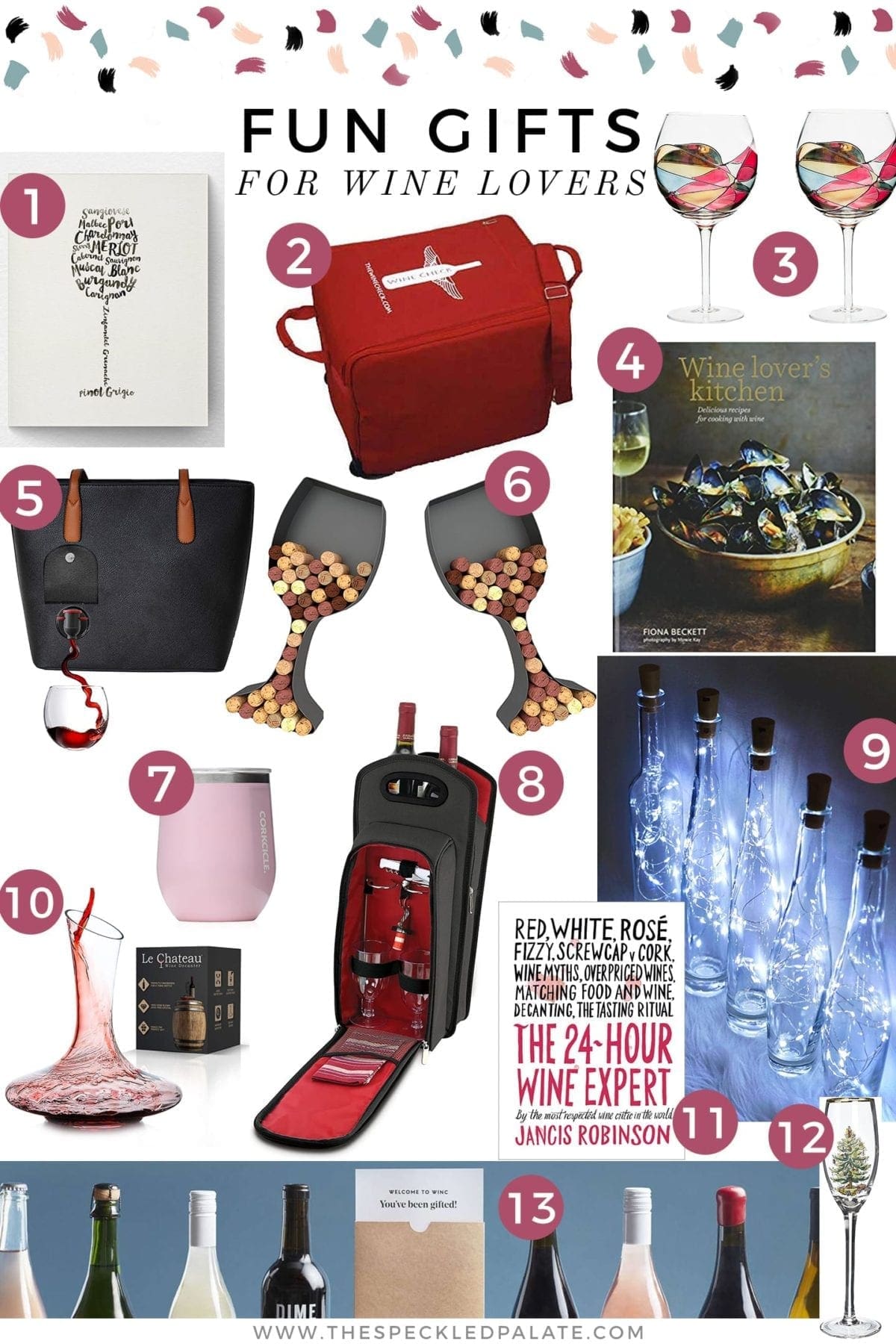 Collage of 13 wine related gifts for anyone