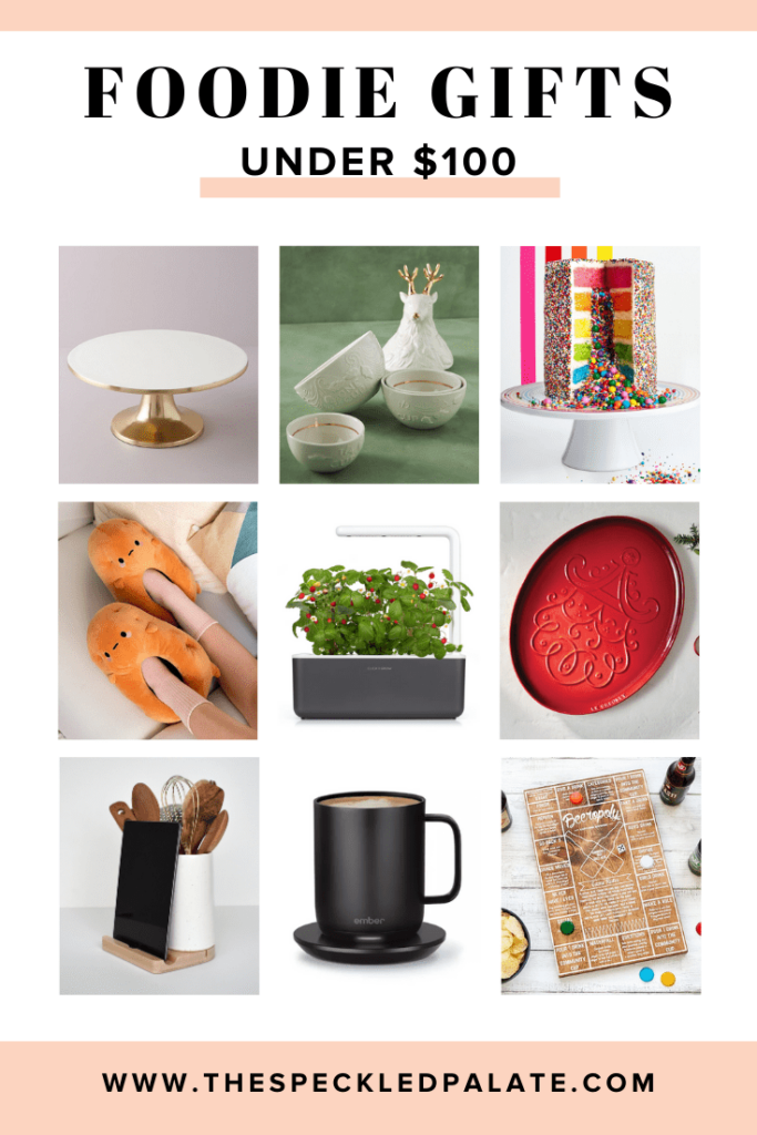 Collage of nine items that are gifts for foodies under $100