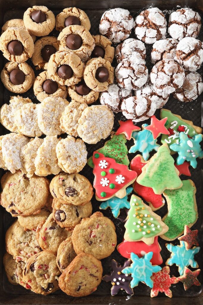 A pile of different types of cookies