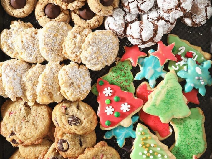 A close up of many different types of cookies
