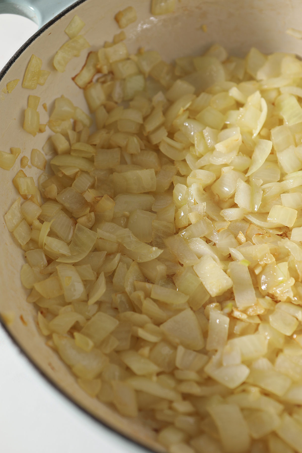 onions saute in a braiser pan