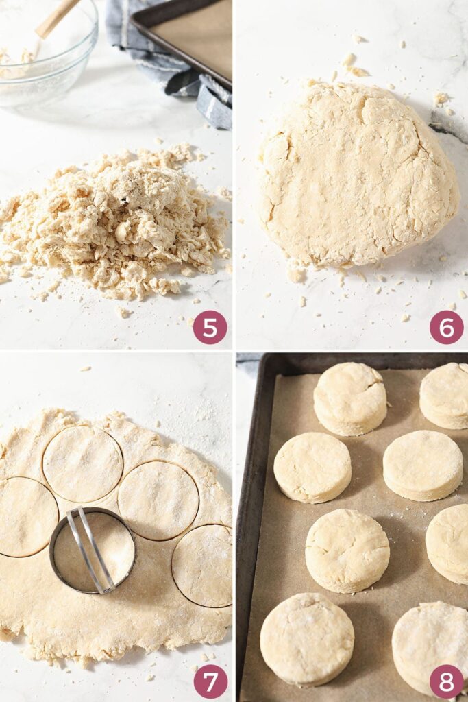 A collage showing how to shape honey biscuits