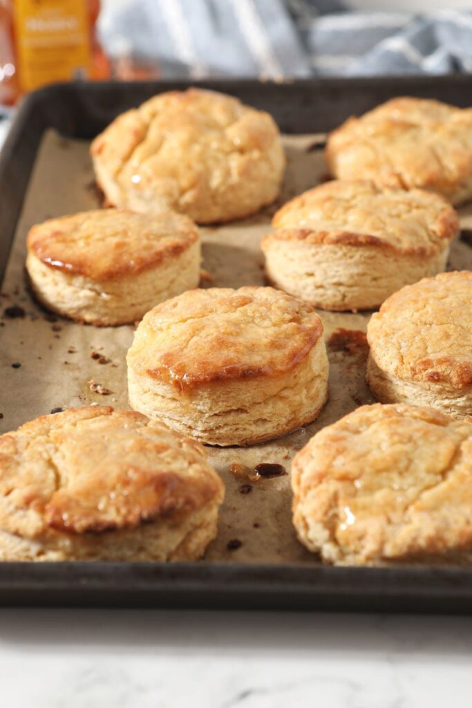  Homemade biscuits on a baking sheet