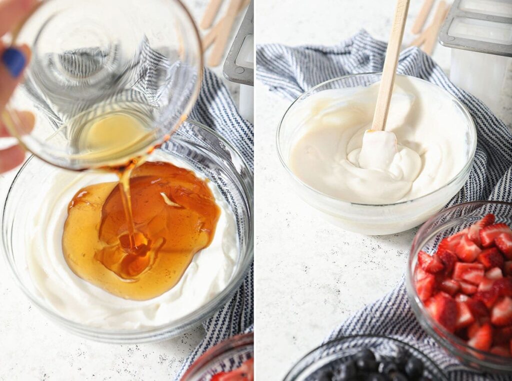 Collage showing how to make the Greek yogurt layer