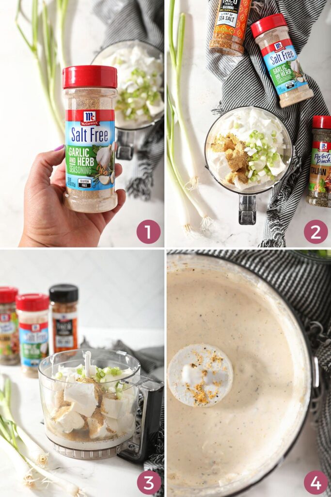 Collage showing how to make a cream cheese dip recipe