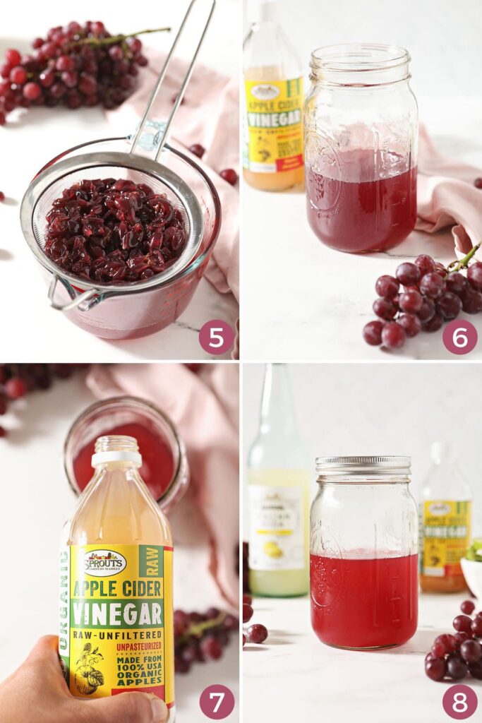 Collage showing how to make the apple cider vinegar drink recipe