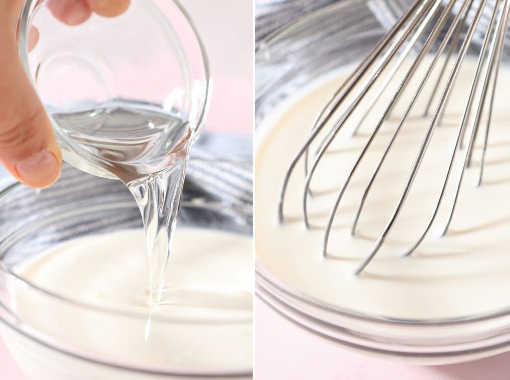 Collage showing how to make vanilla sweet cream