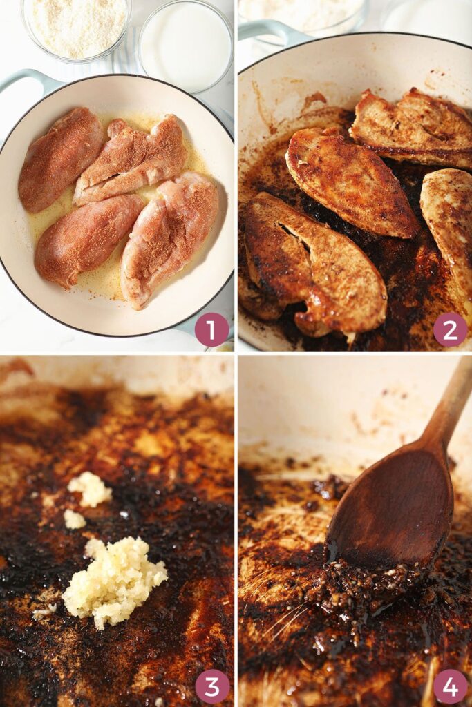 Collage showing how to make cajun chicken