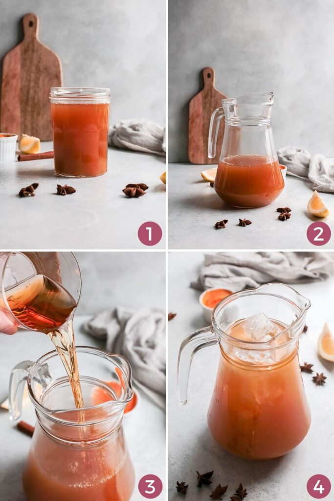 Collage showing how to make a Pumpkin Whiskey Smash