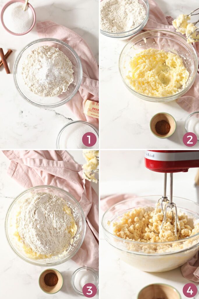 Collage showing how to make cookie bar batter