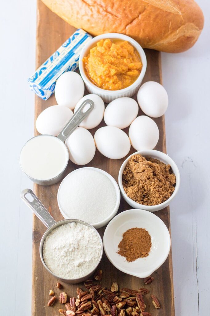 Ingredients to make overnight French Toast casserole