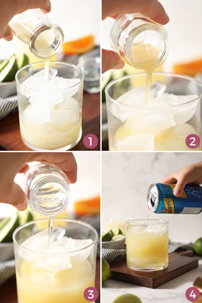 Collage showing how to make a Virgin Margarita Cocktail