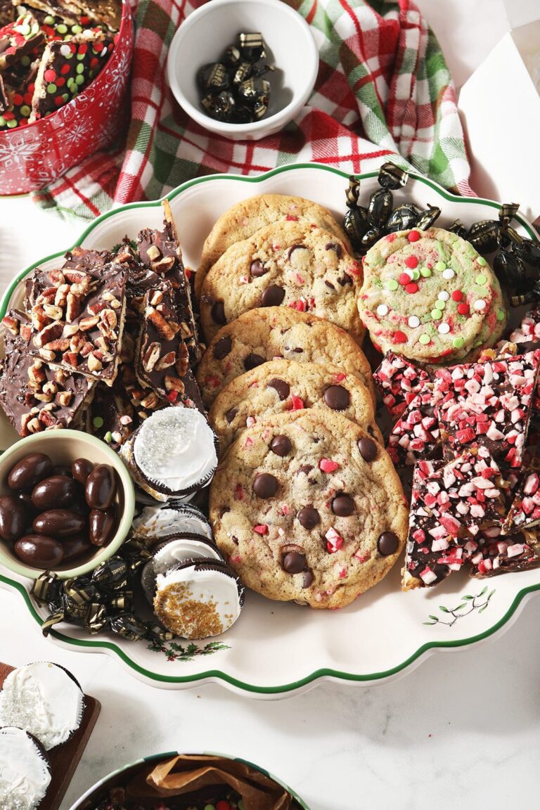 A platter holds colorful Christmas cookies