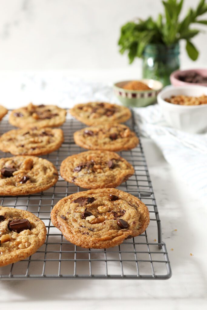 Chocolate Chip Cookies on a cooling rack