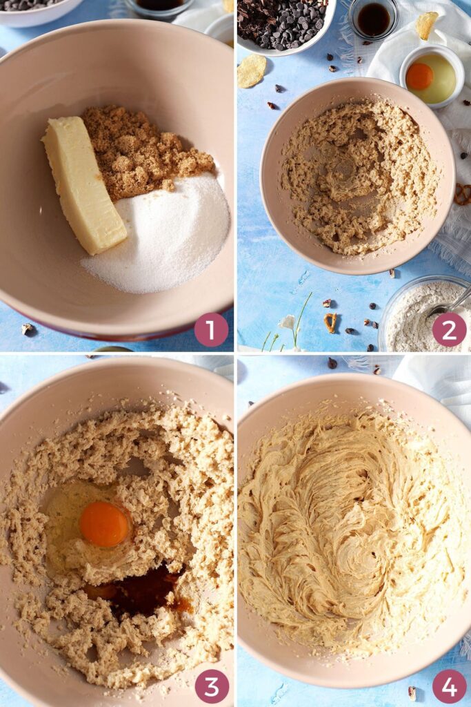 Collage showing how to make plain cookie dough