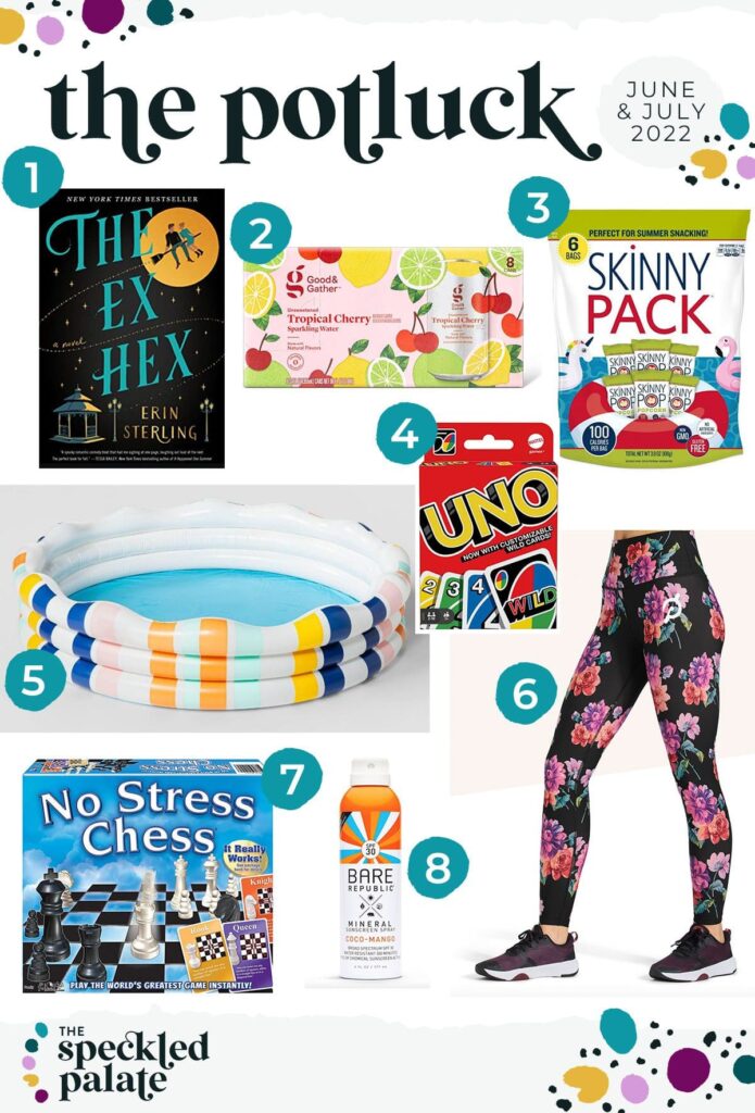 Collage of eight products on June and July 2022's love list What did you love in June and July 2022? This love list includes clothing, some favorite snacks and more. #lovelist #speckledpalate