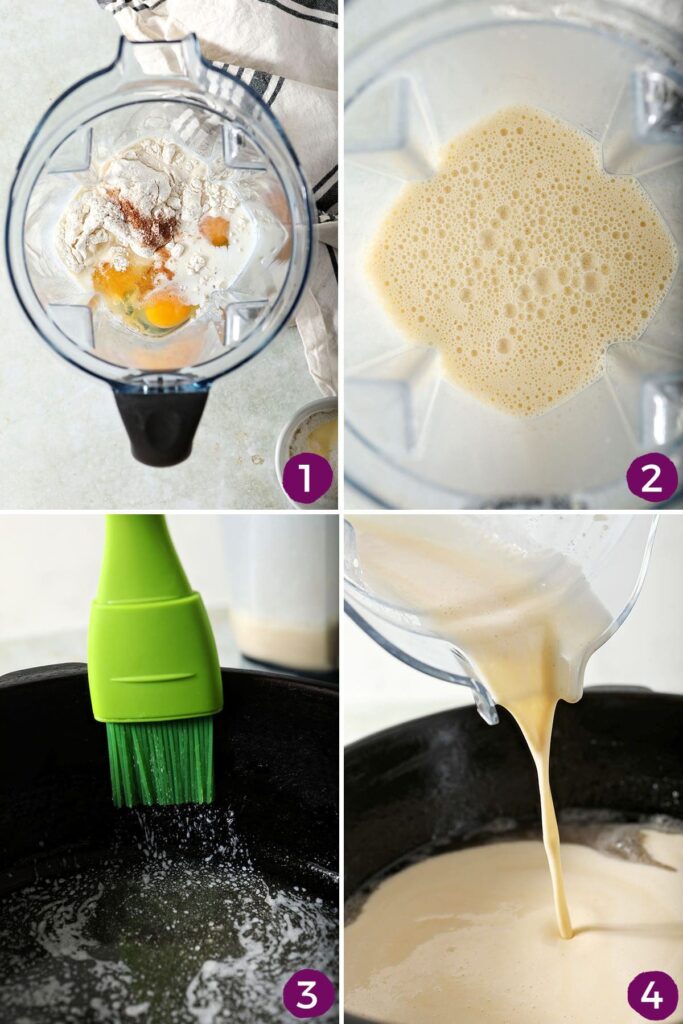 Collage showing how to make German pancake batter