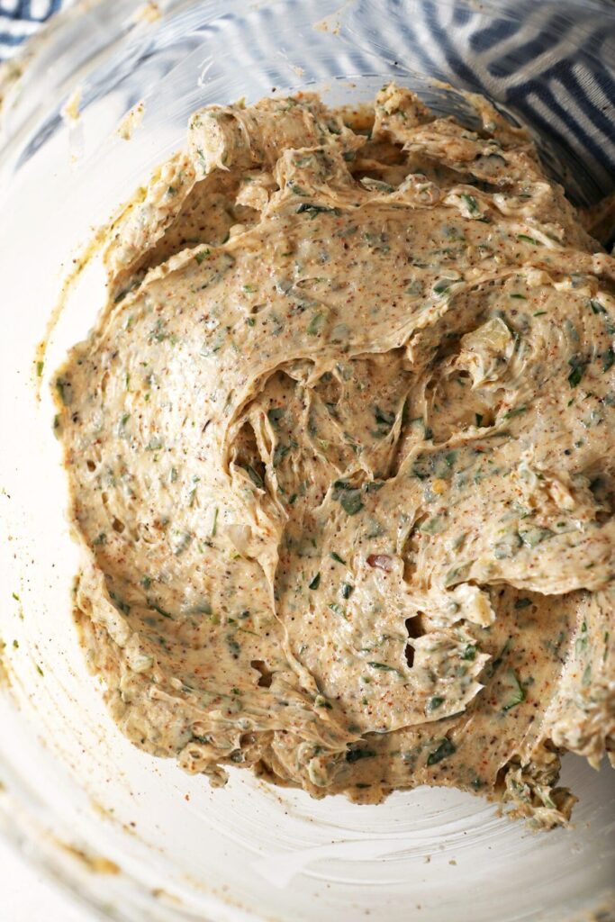 Close up of cajun compound butter in a bowl