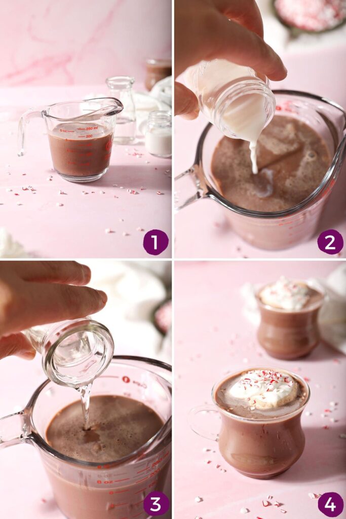 Collage showing how to make a Peppermint Patty Drink