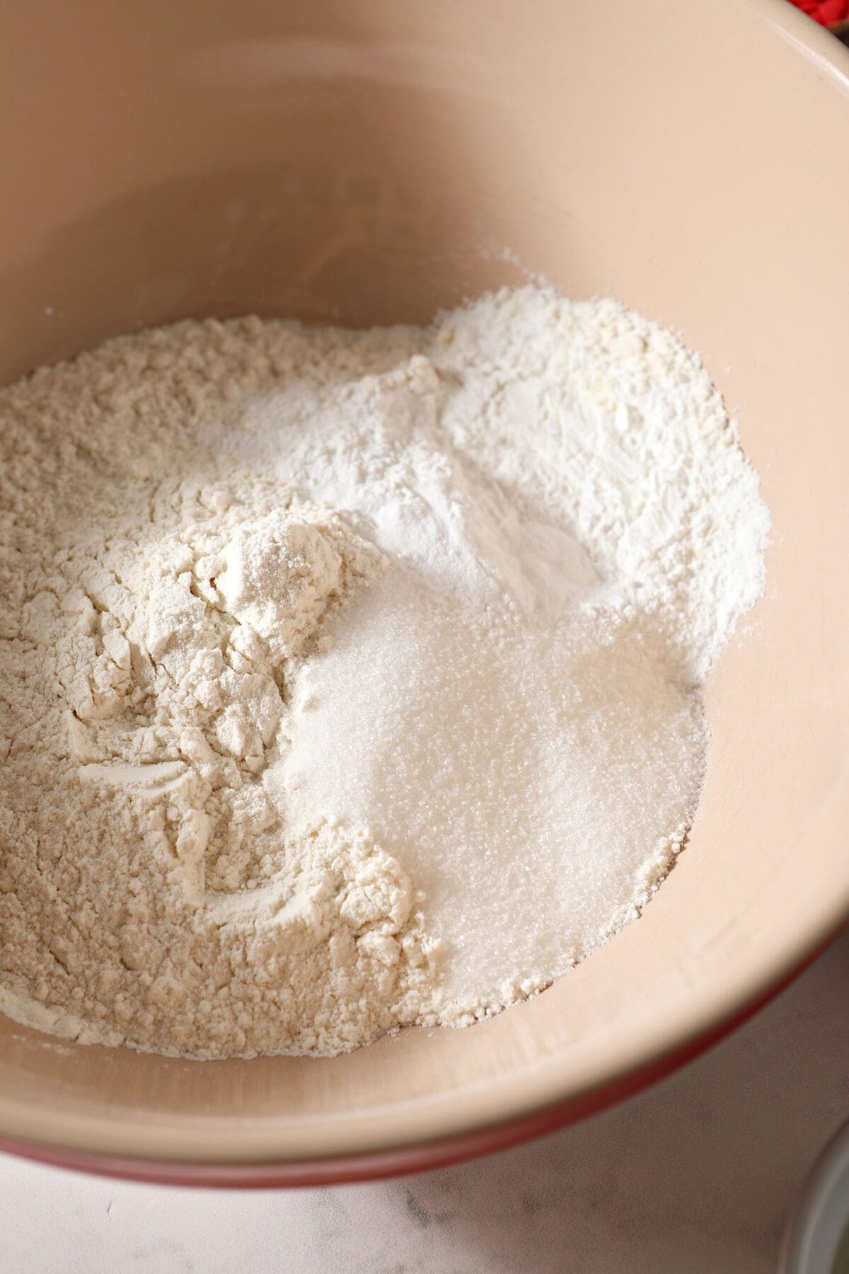 Dry ingredients in a bowl before mixing