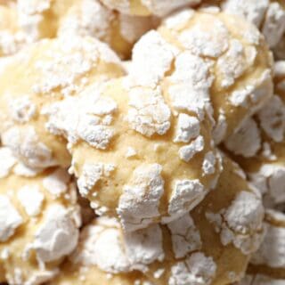 A stack of lemon crinkle cookies