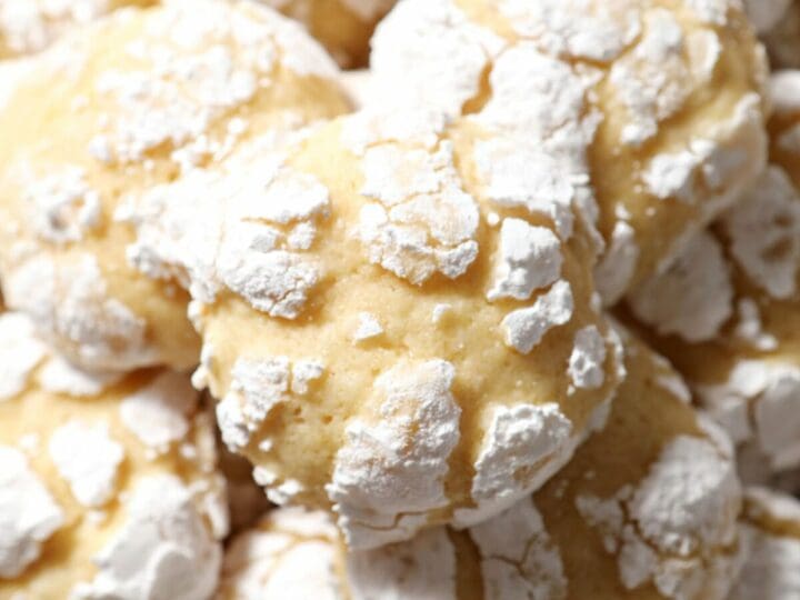 A stack of lemon crinkle cookies