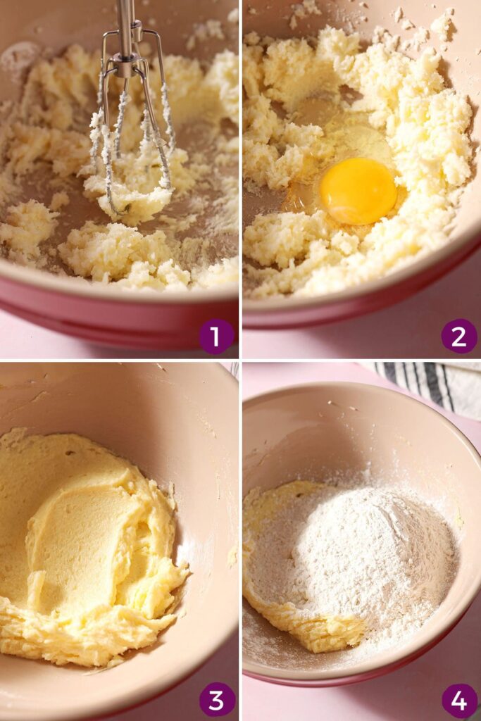 Collage showing how to make snickerdoodle cookie dough