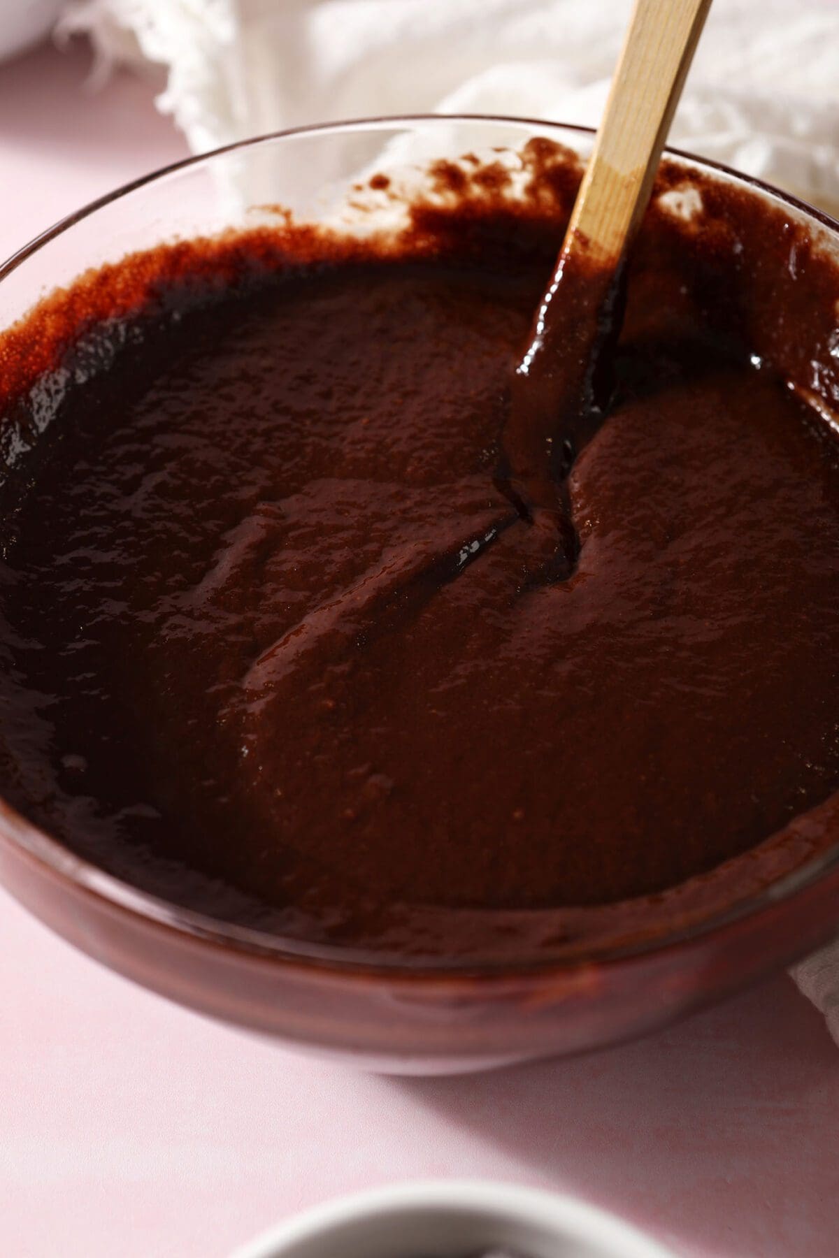 Wet ingredients for homemade brownies in a bowl