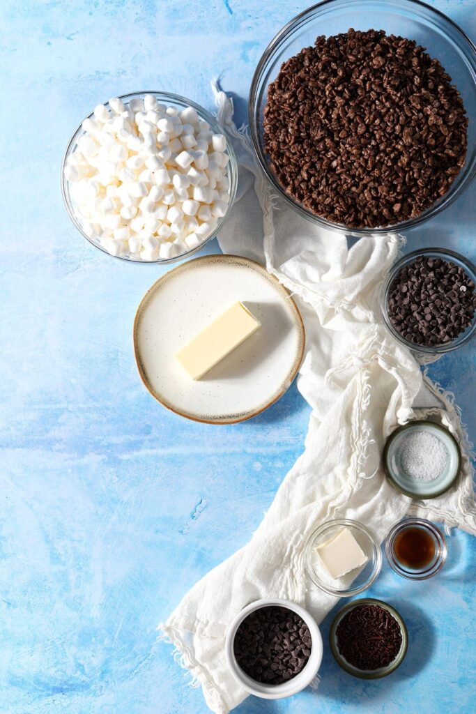 Ingredients to make Chocolate Crispy Rice Treats